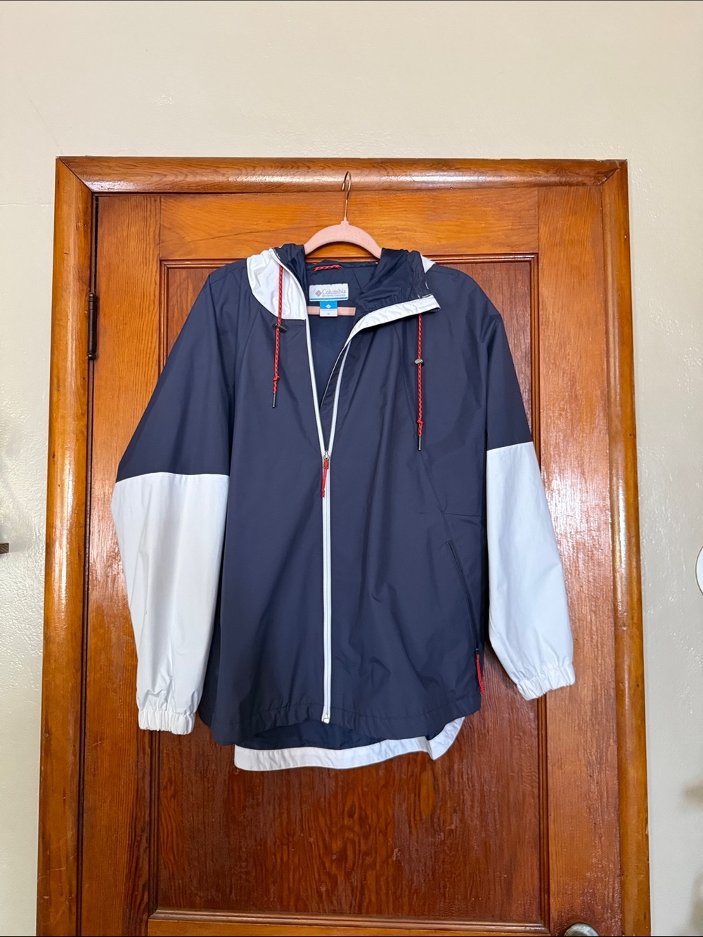 Women’s Navy and White Hooded Windbreaker Jacket